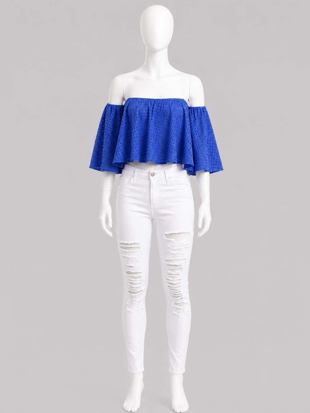 NICHOLAS Royal Blue Eyelet Circle Skirt